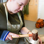 Charlotte Tollyfield at work in her studio at Yorkshire Art Space’ Persistence Works in Sheffield 2017 